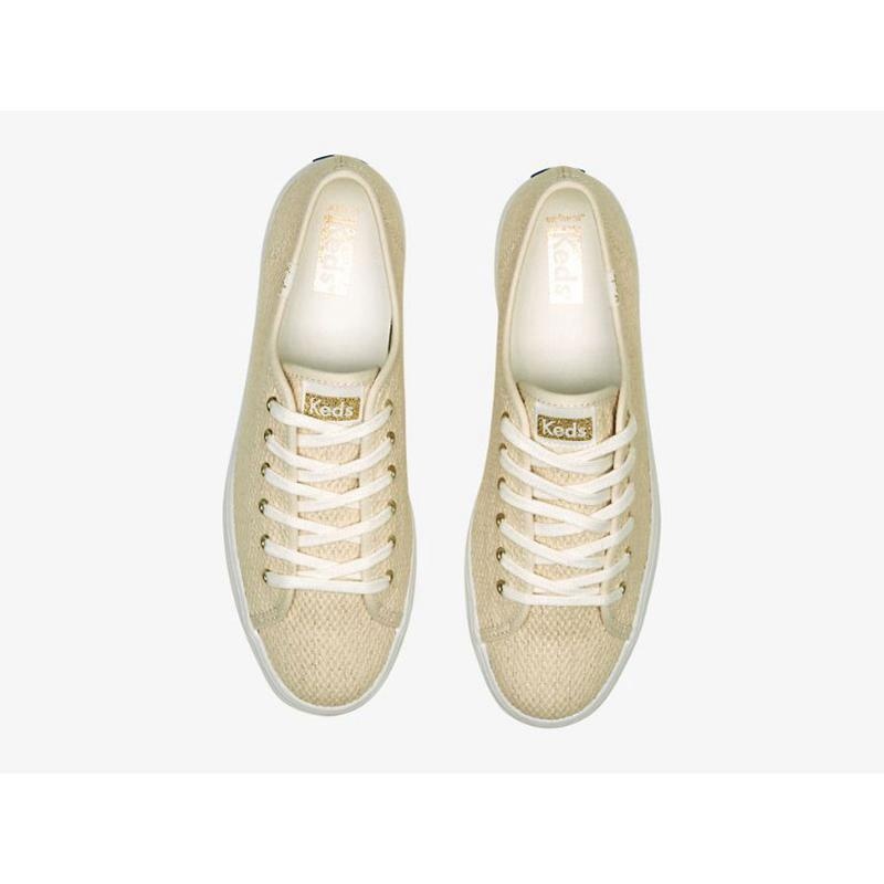 Keds Triple Up Metallic Woven Lace Ups Damen Gold | 98103MGXV