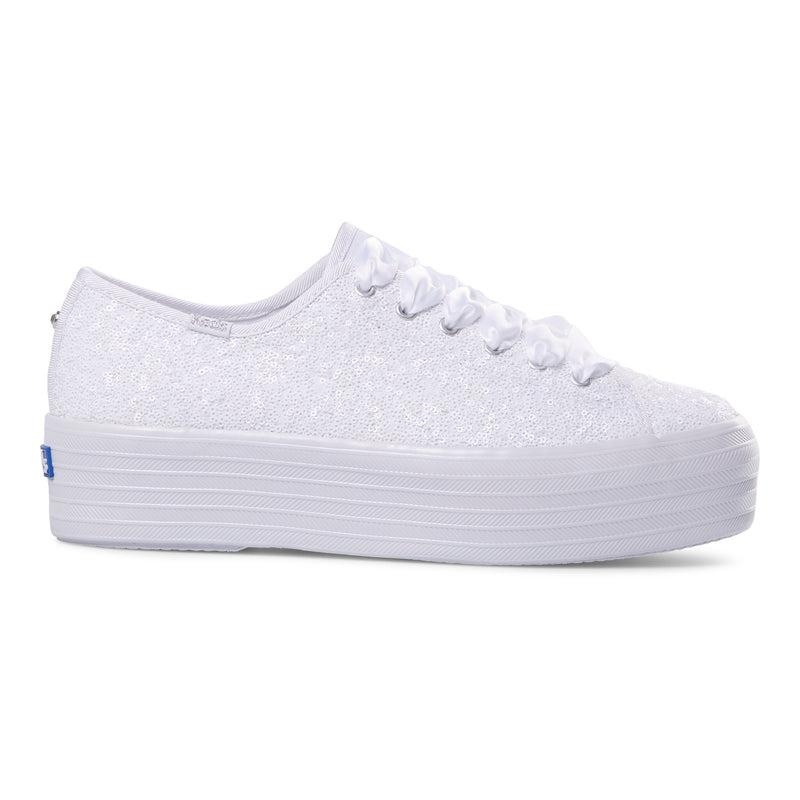 Keds Triple Up Sequins Cel Platform Sneakers Damen Weiß | 40732XIBN