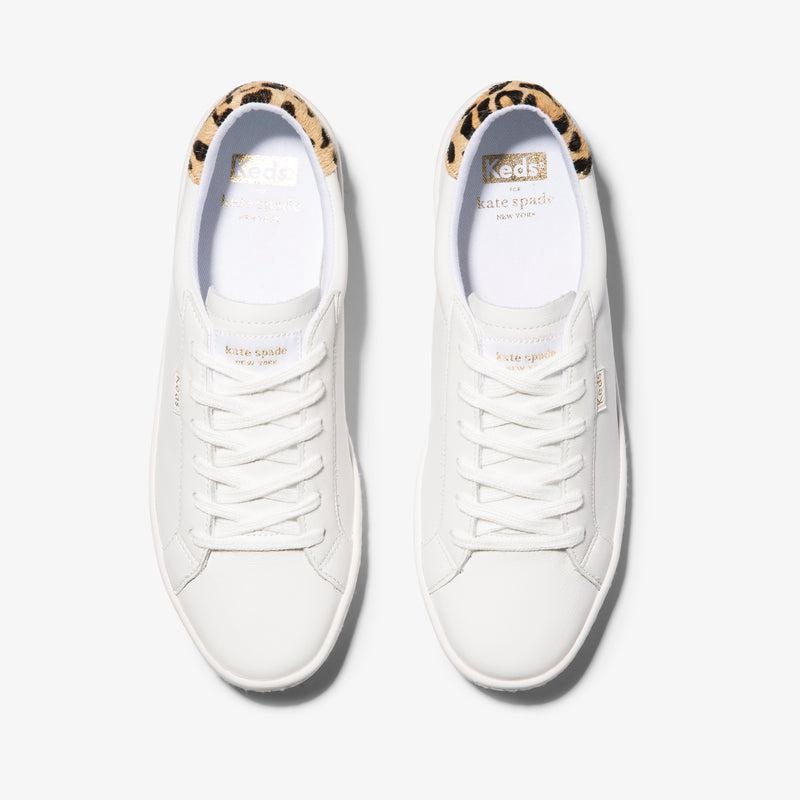 Keds x Kate Spade Ace Leder Leather Sneakers Damen White/Leopard | 96174SYTA