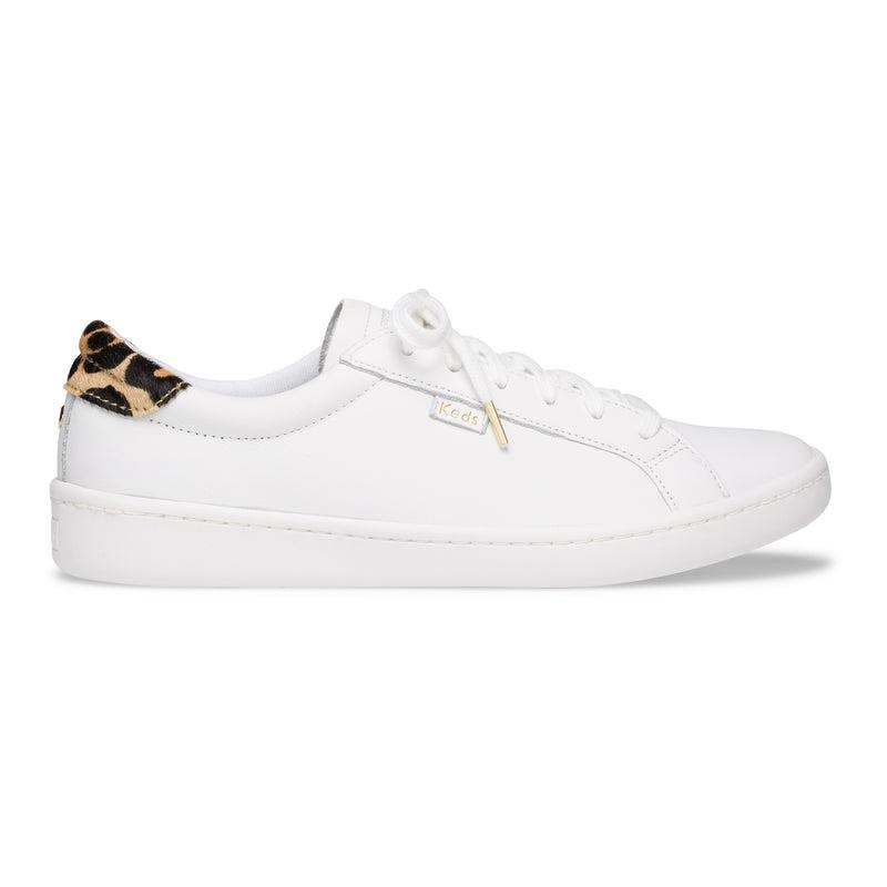 Keds x Kate Spade Ace Leder Leather Sneakers Damen White/Leopard | 96174SYTA