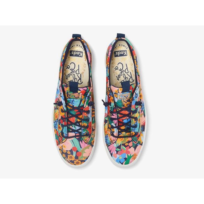 Keds x Rifle Paper Co. Kickback Sicily Halbschuhe Damen Navy Mehrfarbig | 53817REIM