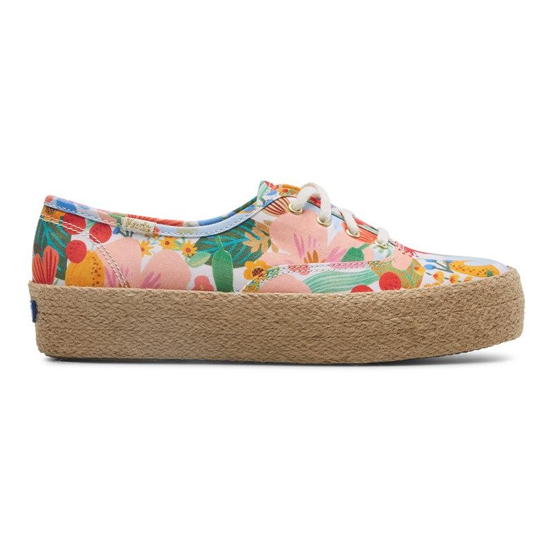 Keds x Rifle Paper Co. The Plattform Jute Prints Damen White/Multicolor | 79832OWMR