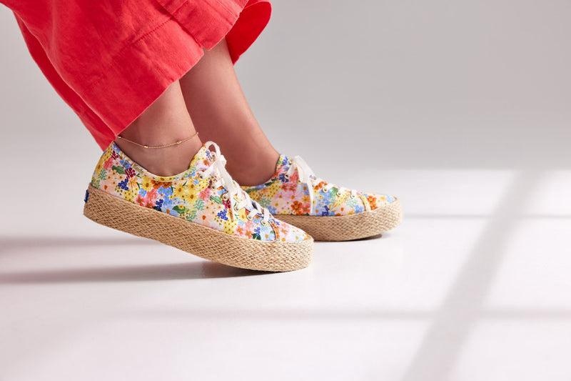 Keds x Rifle Paper Co. Triple Kick Canvas Damen White/Multicolor | 70132KILZ