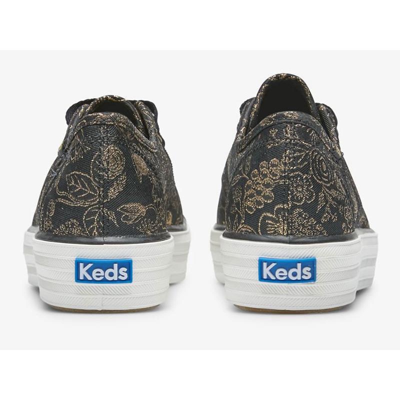 Keds x Rifle Paper Co. Triple Kick Colette Jacquard Lace Ups Damen Schwarz | 10957EUWS