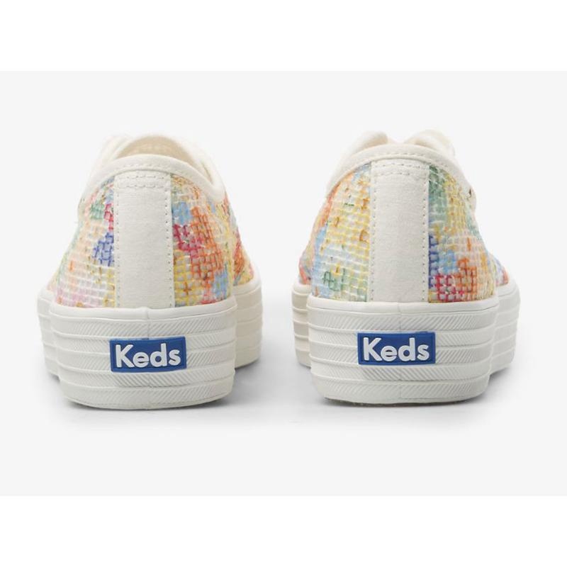 Keds x Rifle Paper Co. Triple Kick Mesh Margaux Platform Sneakers Damen Weiß Mehrfarbig | 07861ZPAR