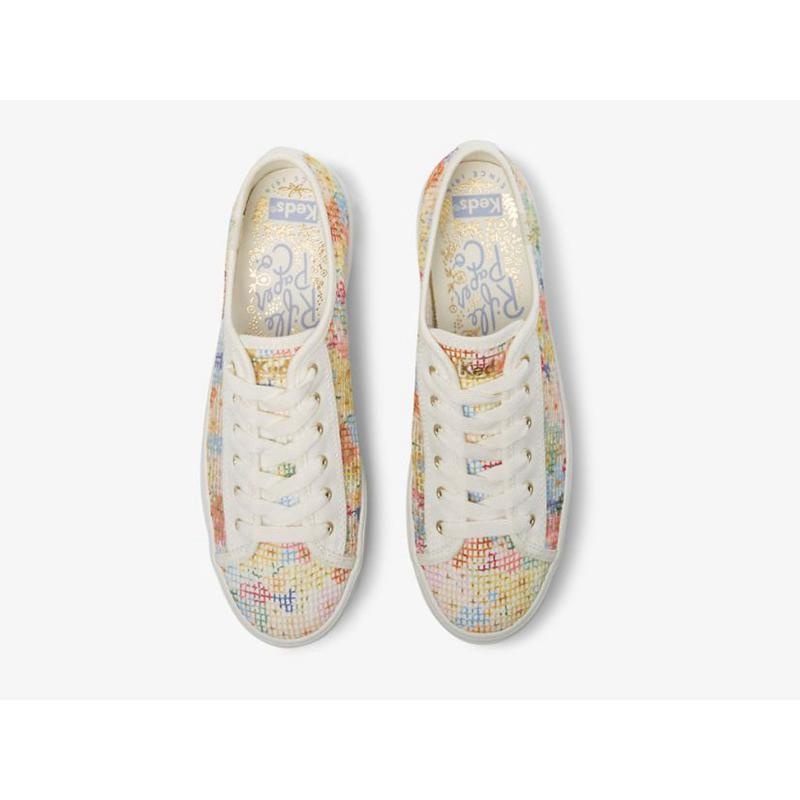 Keds x Rifle Paper Co. Triple Kick Mesh Margaux Platform Sneakers Damen Weiß Mehrfarbig | 07861ZPAR